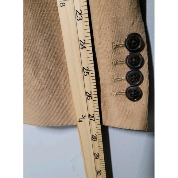 Lands End Mens Size 42 Tall Tan Blazer Sport Coat Jacket Corduroy Elbow Patches - Picture 10 of 10